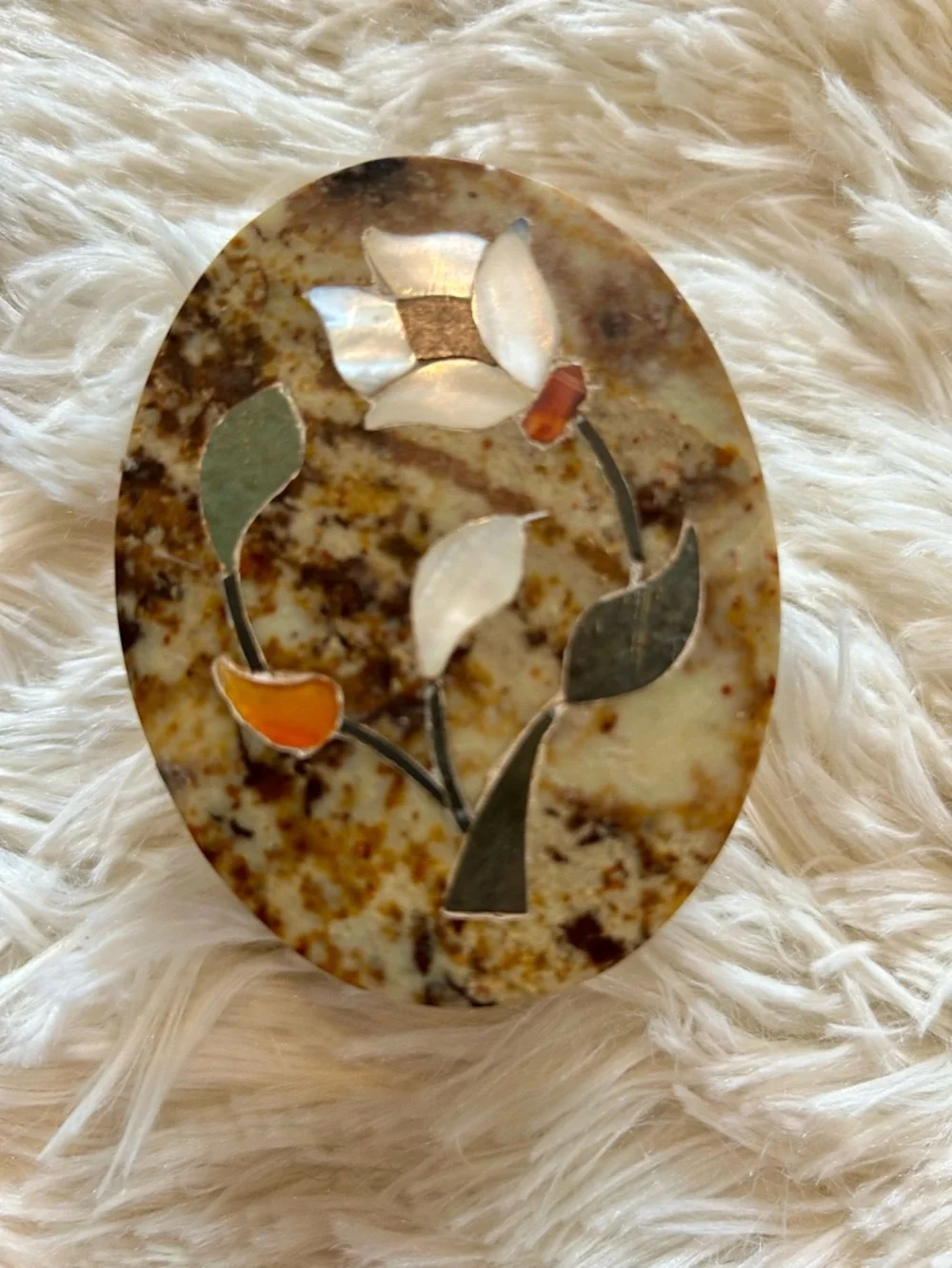 Vintage Soapstone Mother Of Pearl Inlay Jewelry/Trinket Boxes- Pair of 2